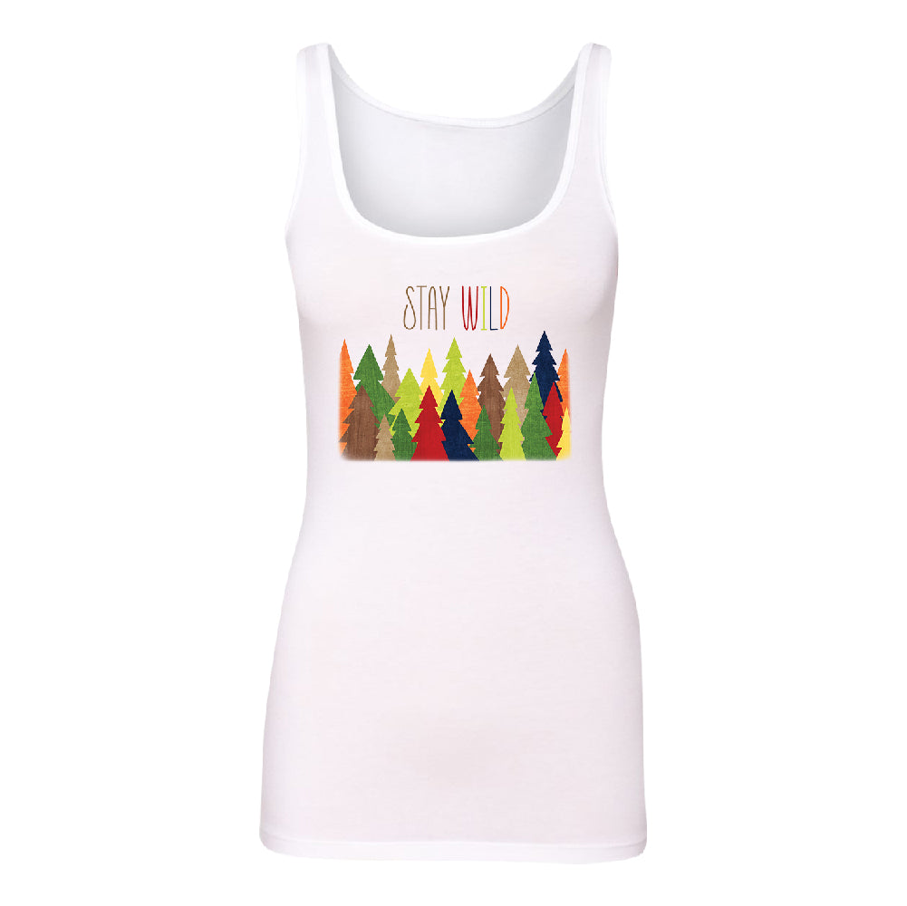 Stay Wild Live in Forest Women's Tank Top Colorful Wild Trees Shirt 
