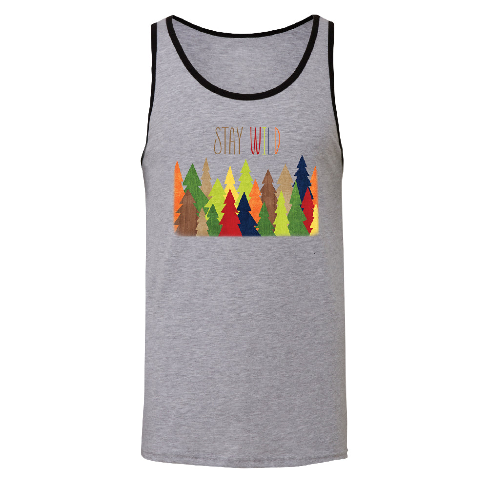 Stay Wild Live in Forest Men's Tank Top Colorful Wild Trees Shirt 