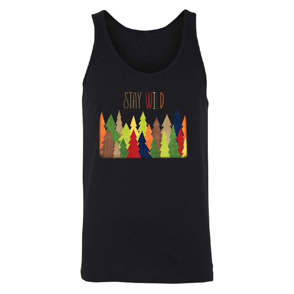 Stay Wild Live in Forest Men's Tank Top Colorful Wild Trees Shirt 