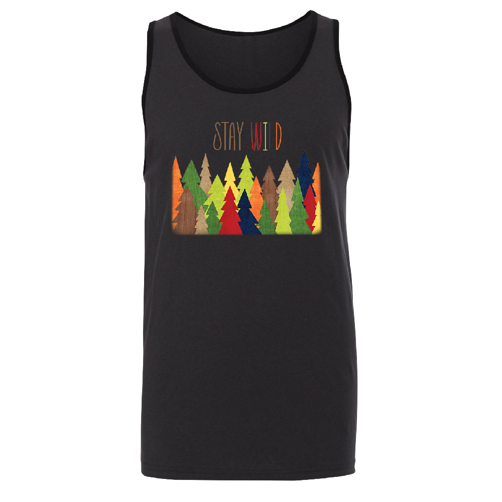 Stay Wild Live in Forest Men's Tank Top Colorful Wild Trees Shirt 
