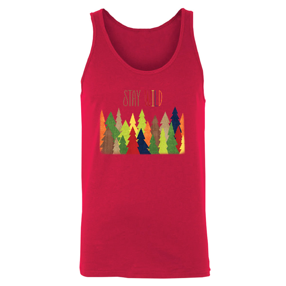 Stay Wild Live in Forest Men's Tank Top Colorful Wild Trees Shirt 