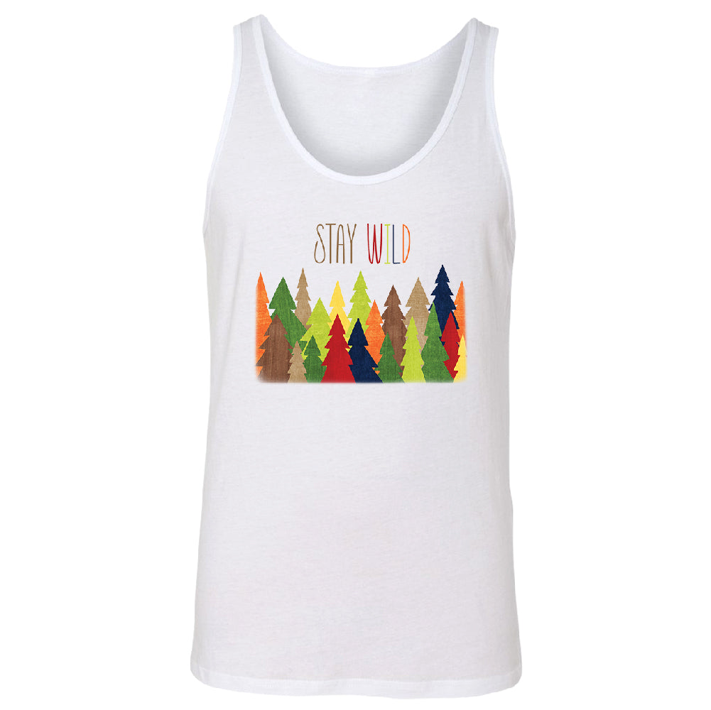 Stay Wild Live in Forest Men's Tank Top Colorful Wild Trees Shirt 