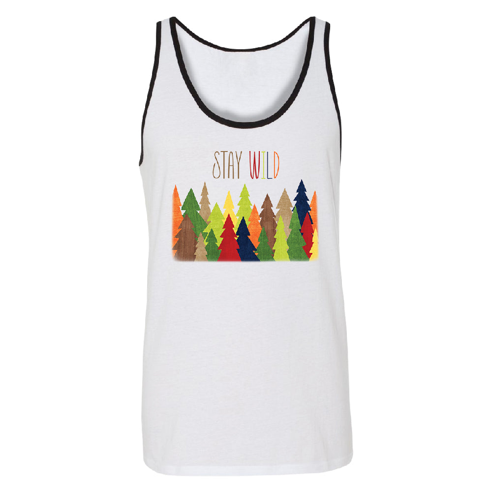 Stay Wild Live in Forest Men's Tank Top Colorful Wild Trees Shirt 