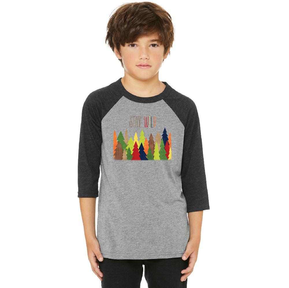 Stay Wild Live in Forest Youth Raglan Colorful Wild Trees Jersey 