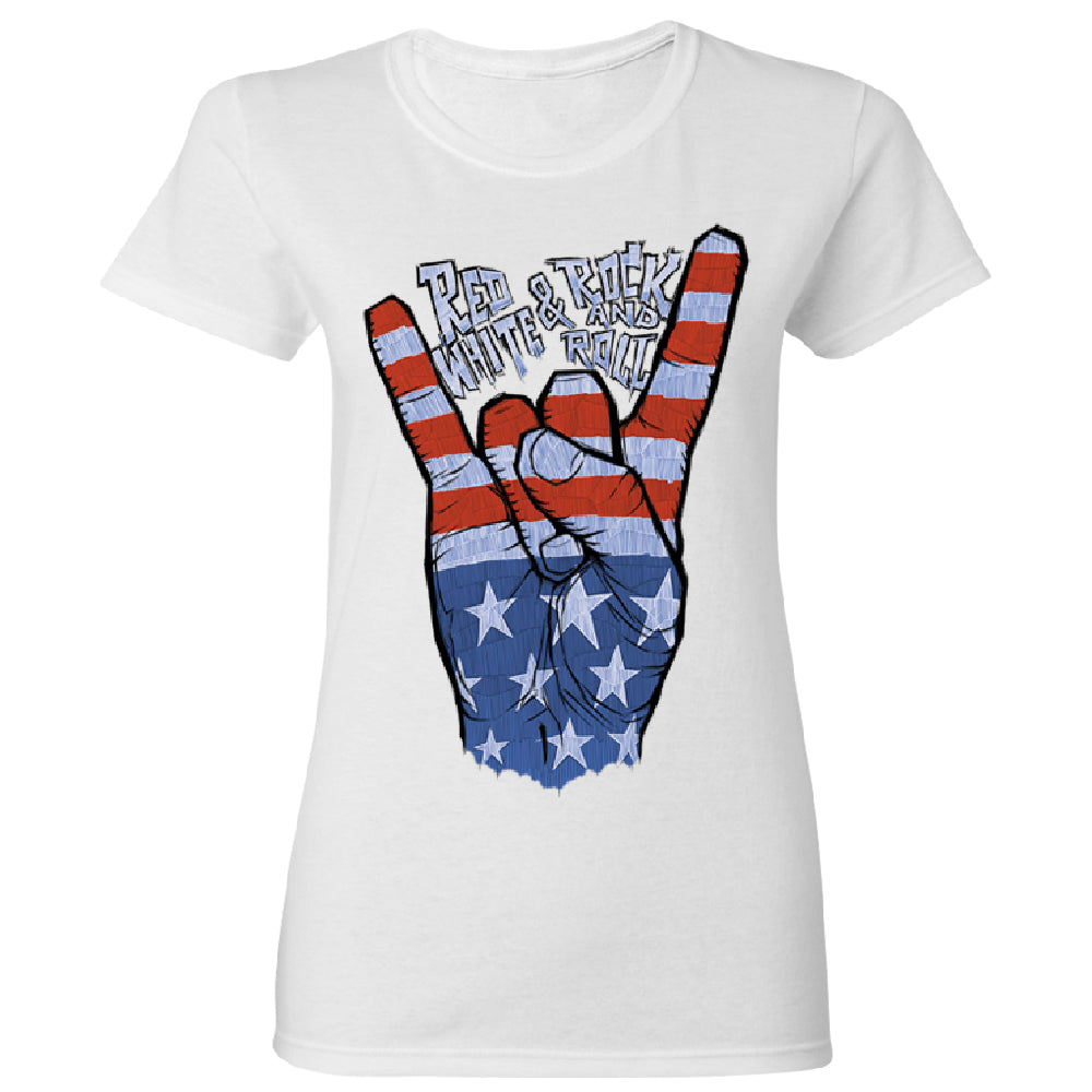 RWB Peace, USA Flag Rock and Roll Women's T-Shirt 