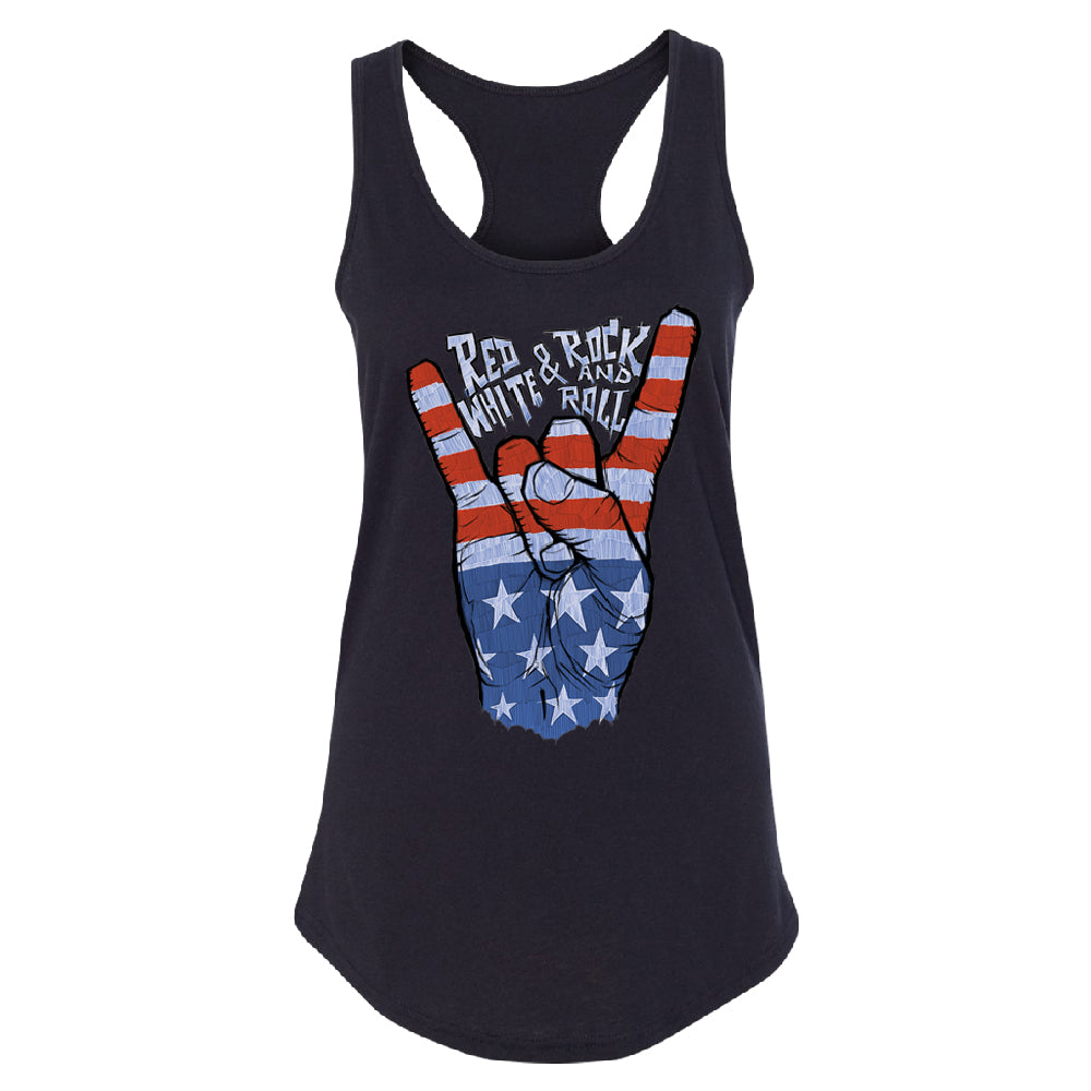 RWB Peace, USA Flag Rock and Roll Women's Racerback 4th of July USA Shirt 