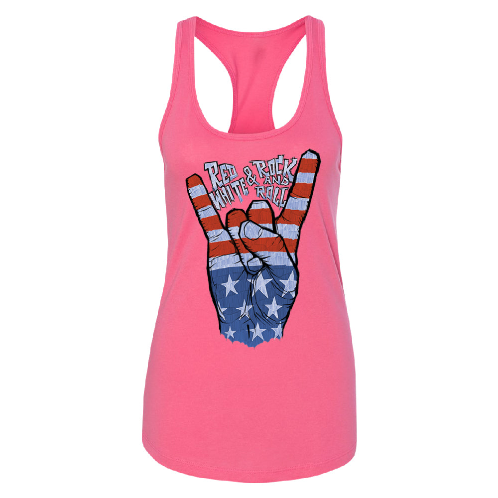 RWB Peace, USA Flag Rock and Roll Women's Racerback 4th of July USA Shirt 