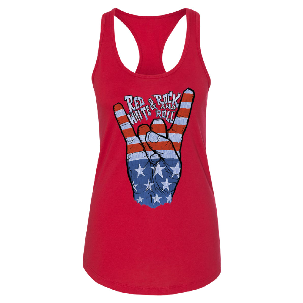 RWB Peace, USA Flag Rock and Roll Women's Racerback 4th of July USA Shirt 