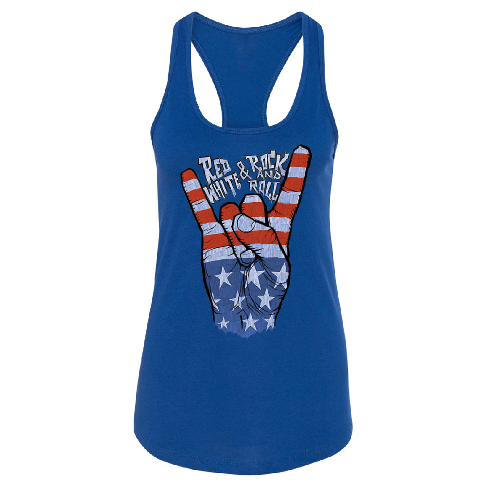 RWB Peace, USA Flag Rock and Roll Women's Racerback 4th of July USA Shirt 