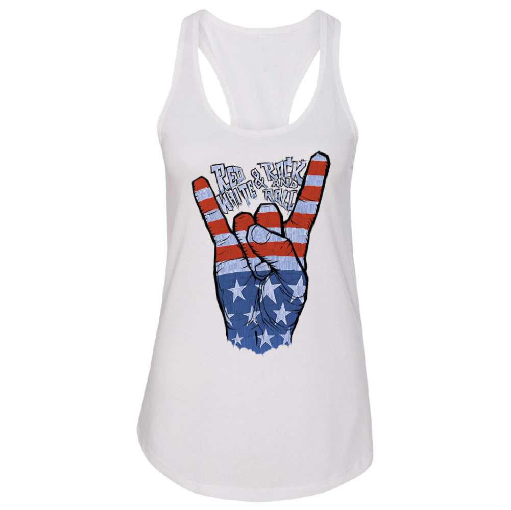 RWB Peace, USA Flag Rock and Roll Women's Racerback 4th of July USA Shirt 