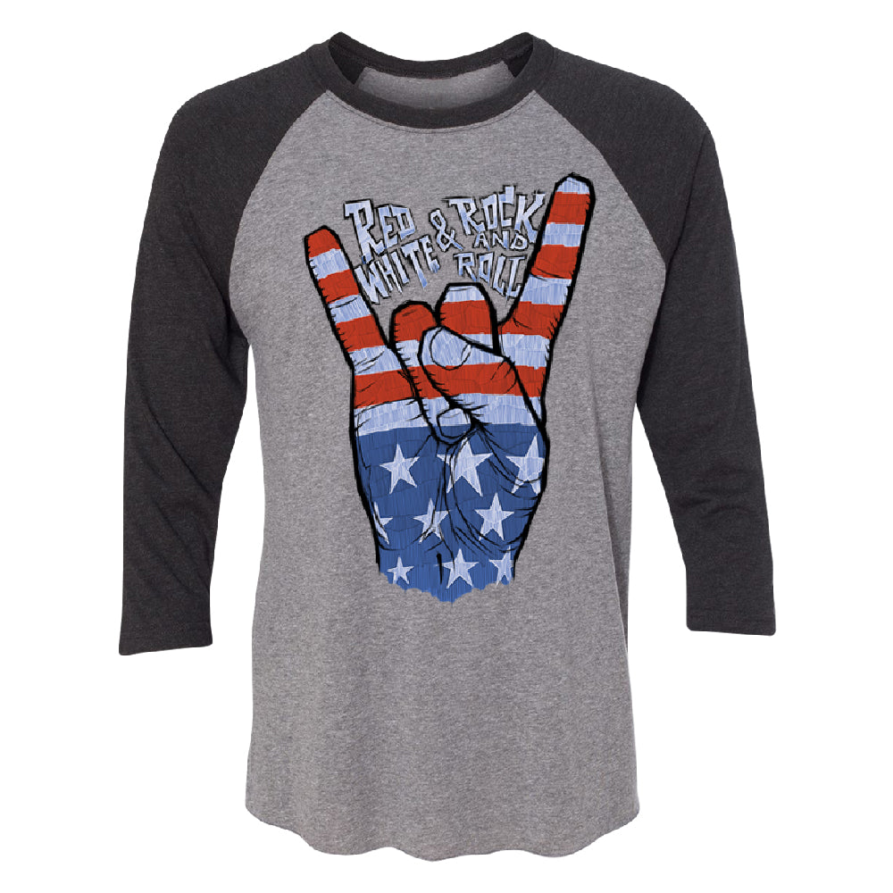 RWB Peace, USA Flag Rock and Roll 3/4 Raglan Tee 