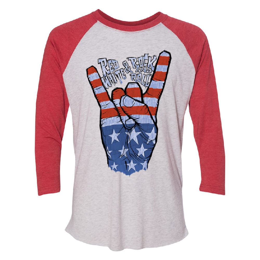 RWB Peace, USA Flag Rock and Roll 3/4 Raglan Tee 