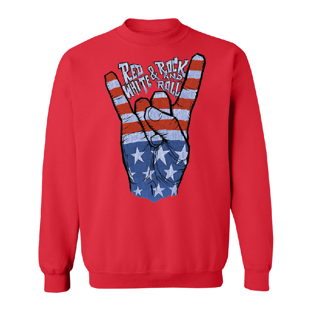 RWB Peace, USA Flag Rock and Roll Unisex Crewneck 4th of July USA Sweater 