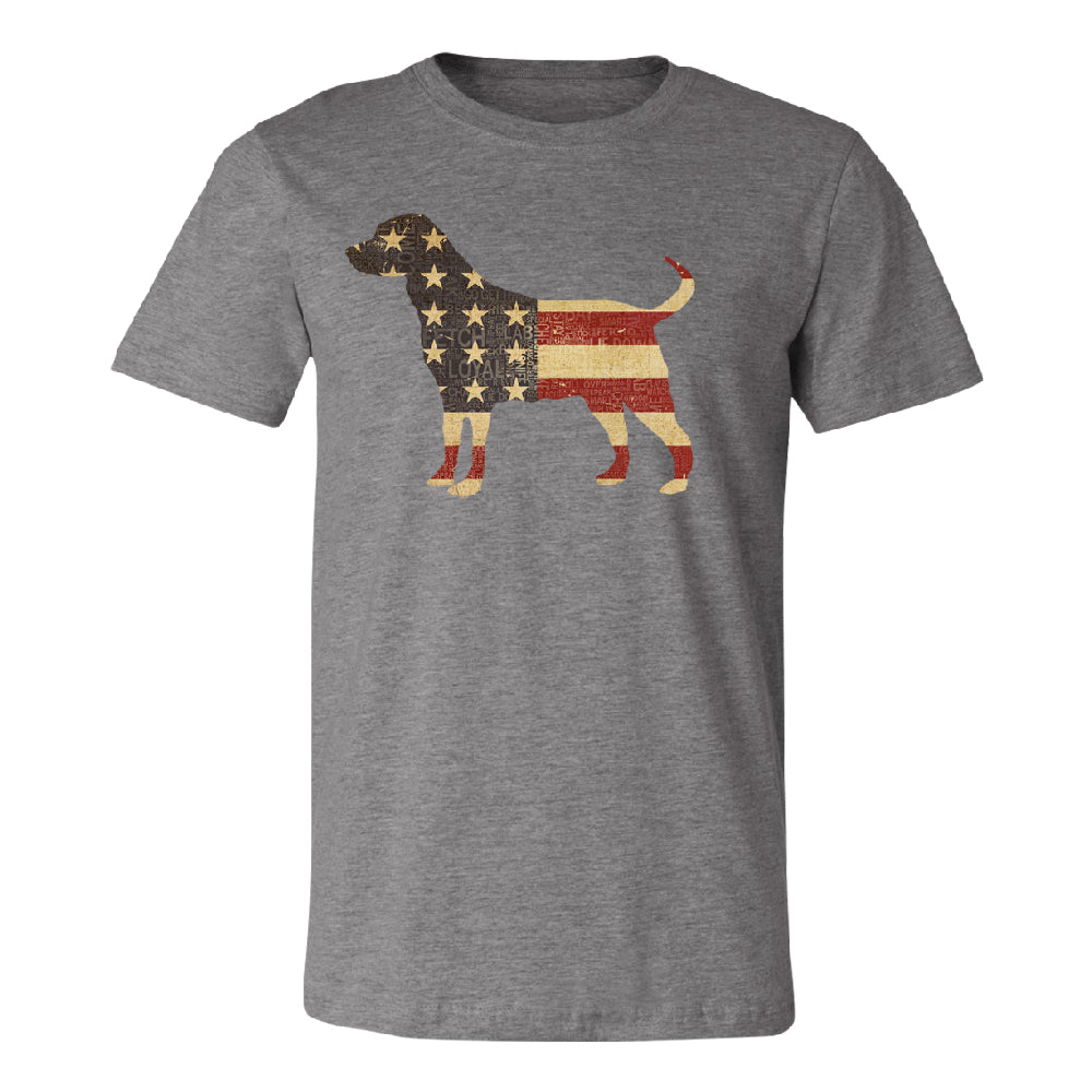 Patriotic American Flag Dog Silhouette Men's T-Shirt 
