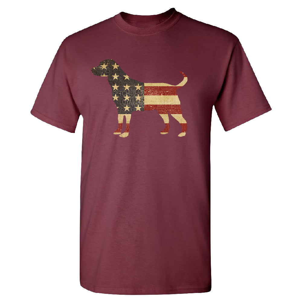 Patriotic American Flag Dog Silhouette Men's T-Shirt 