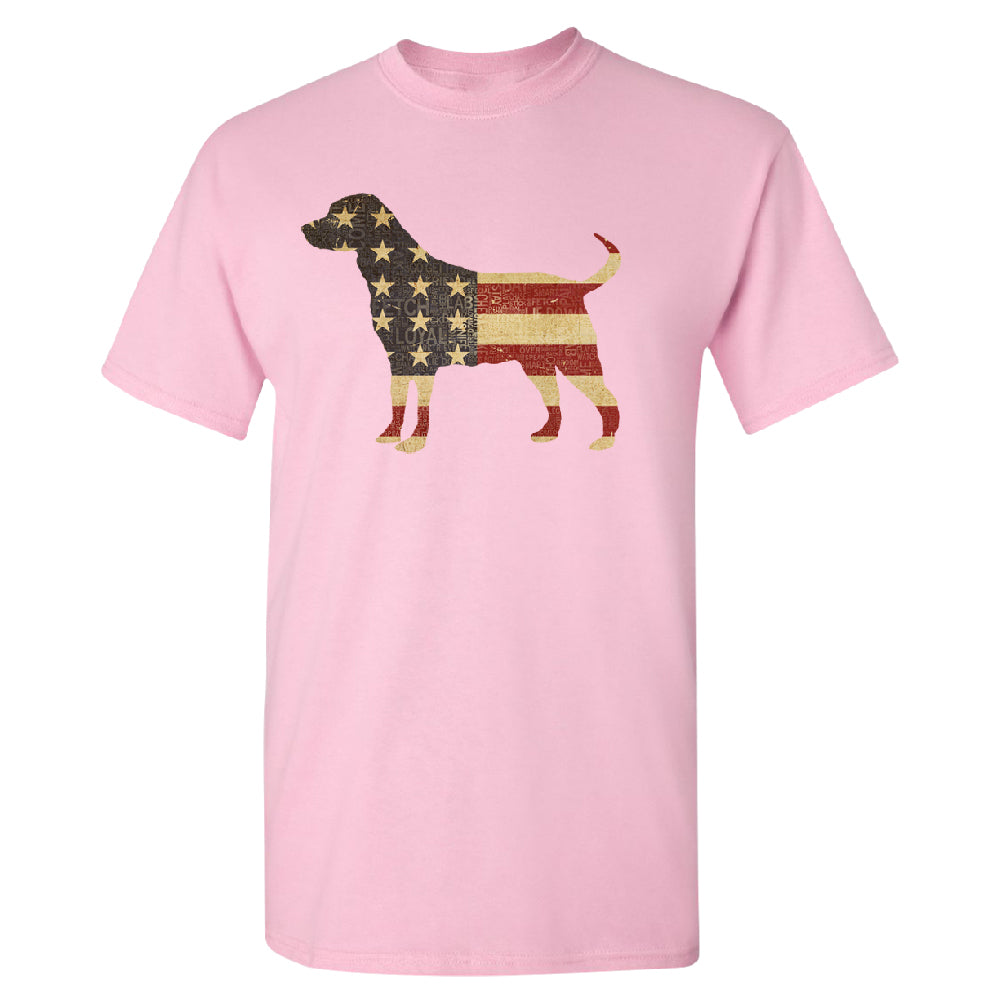 Patriotic American Flag Dog Silhouette Men's T-Shirt 