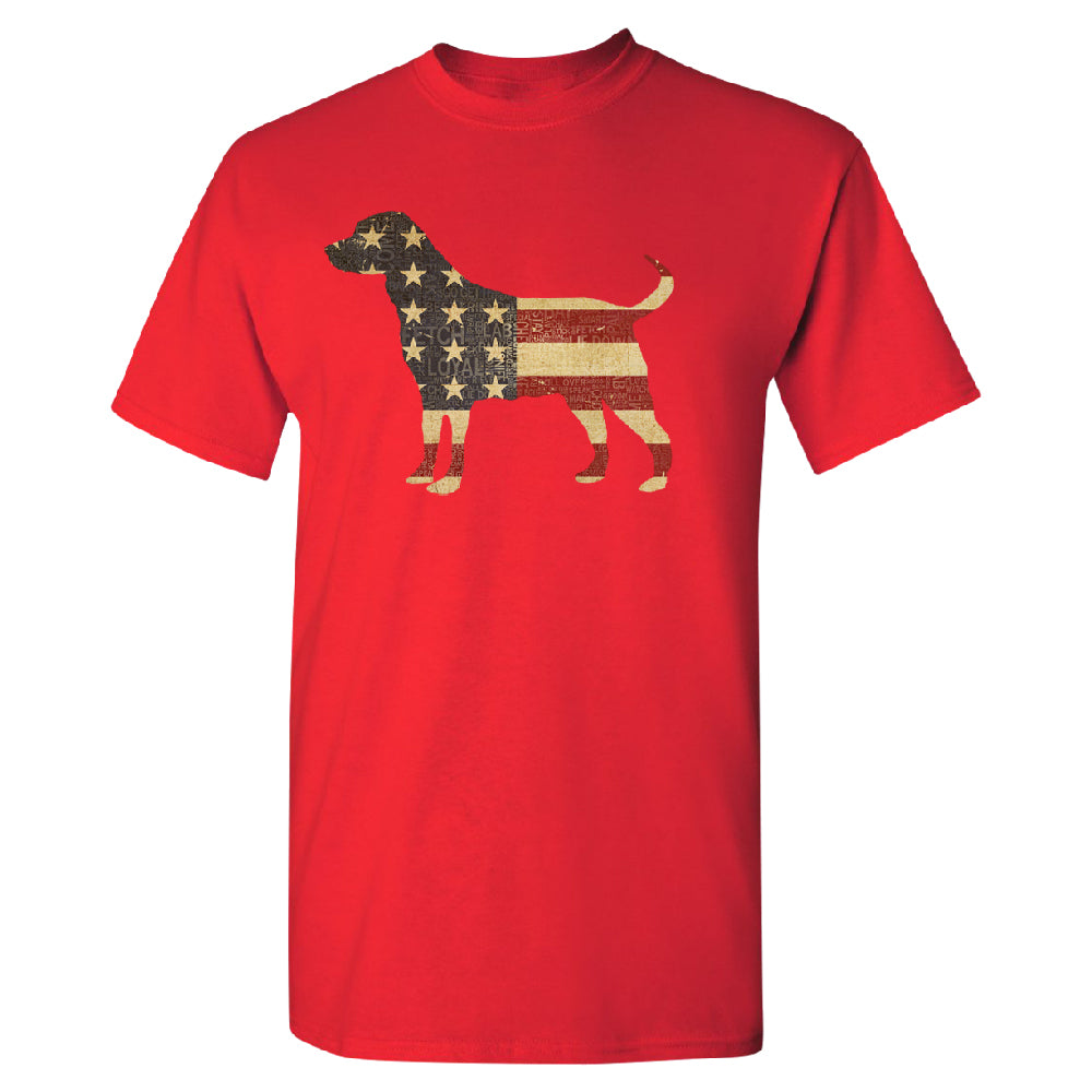 Patriotic American Flag Dog Silhouette Men's T-Shirt 