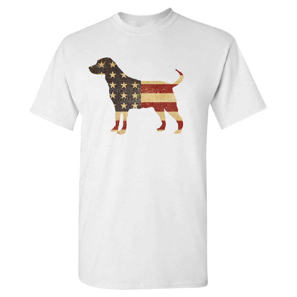 Patriotic American Flag Dog Silhouette Men's T-Shirt 