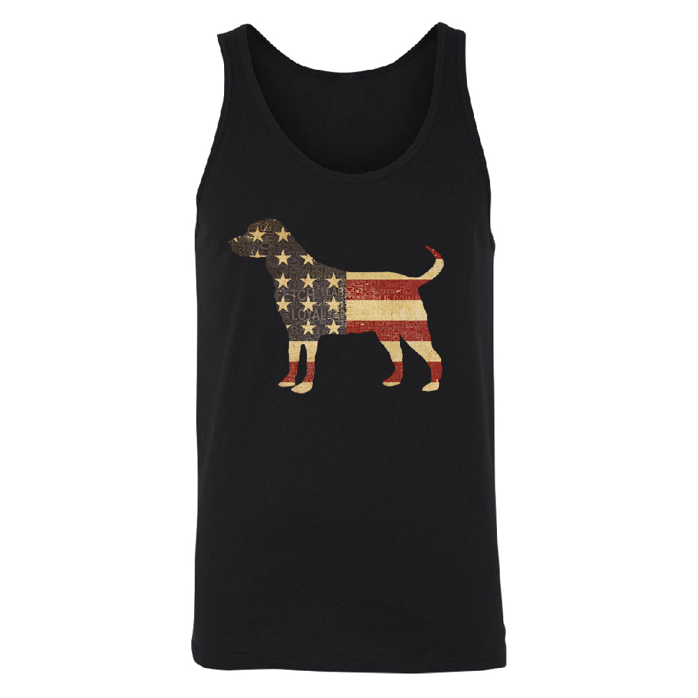 Patriotic American Flag Dog Silhouette Men's Tank Top 4th of July Shirt 