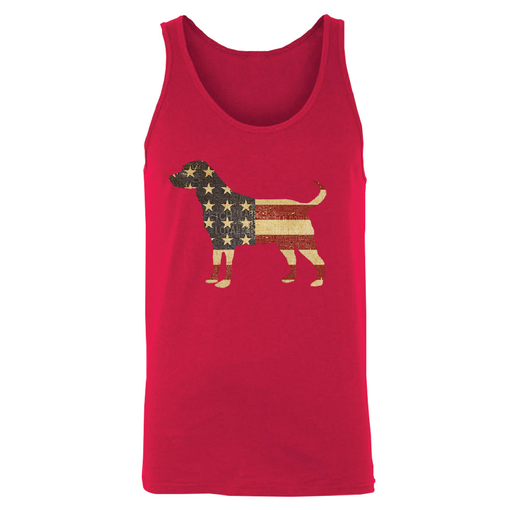 Patriotic American Flag Dog Silhouette Men's Tank Top 4th of July Shirt 