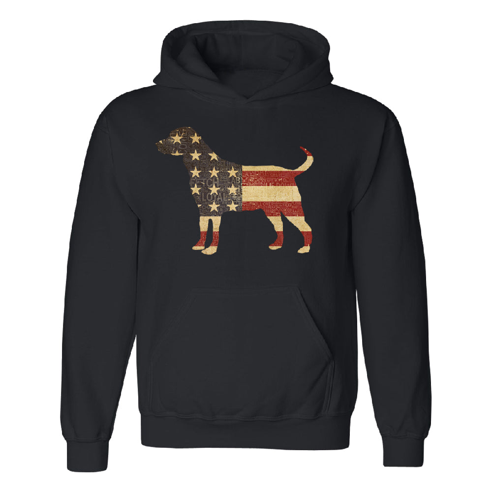 Patriotic American Flag Dog Silhouette Unisex Hoodie 4th of July Sweater 