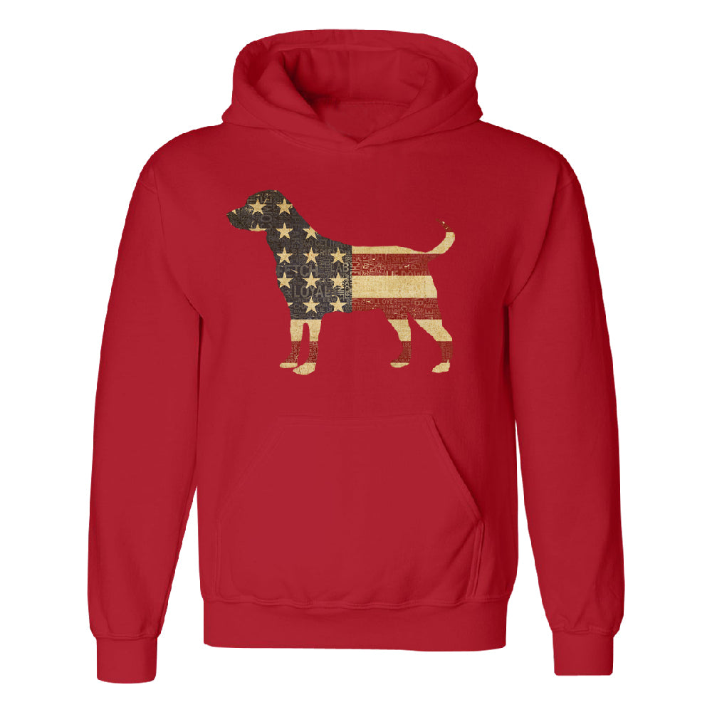 Patriotic American Flag Dog Silhouette Unisex Hoodie 4th of July Sweater 