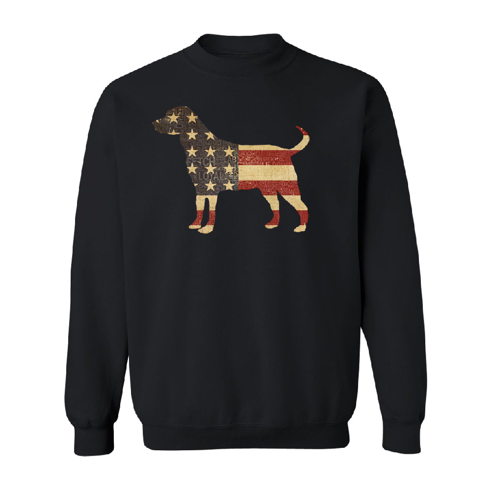 Patriotic American Flag Dog Silhouette Unisex Crewneck 4th of July Sweater 