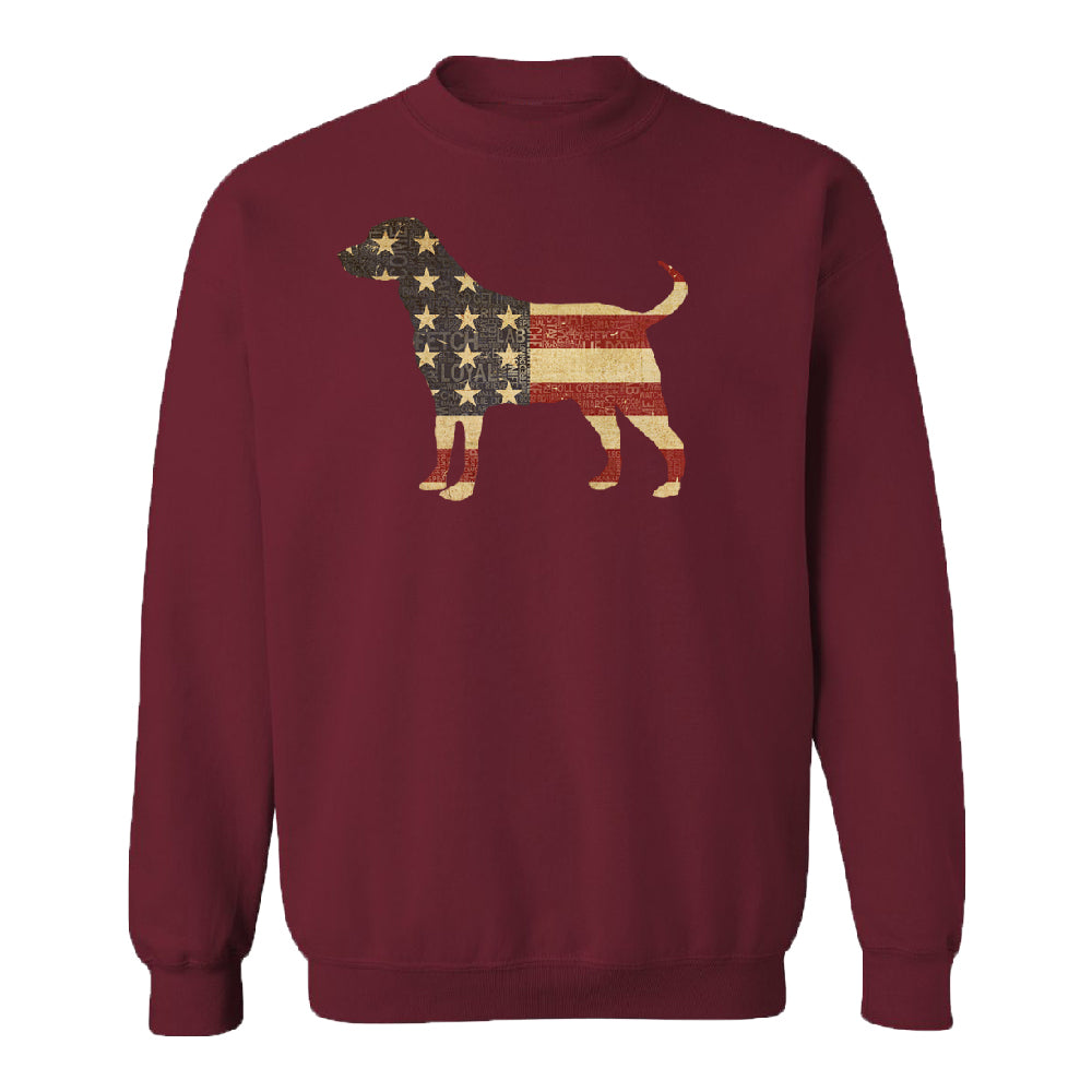 Patriotic American Flag Dog Silhouette Unisex Crewneck 4th of July Sweater 