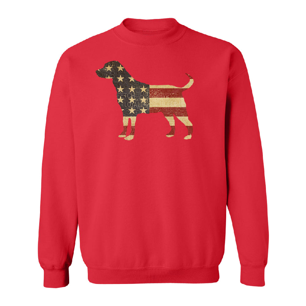 Patriotic American Flag Dog Silhouette Unisex Crewneck 4th of July Sweater 