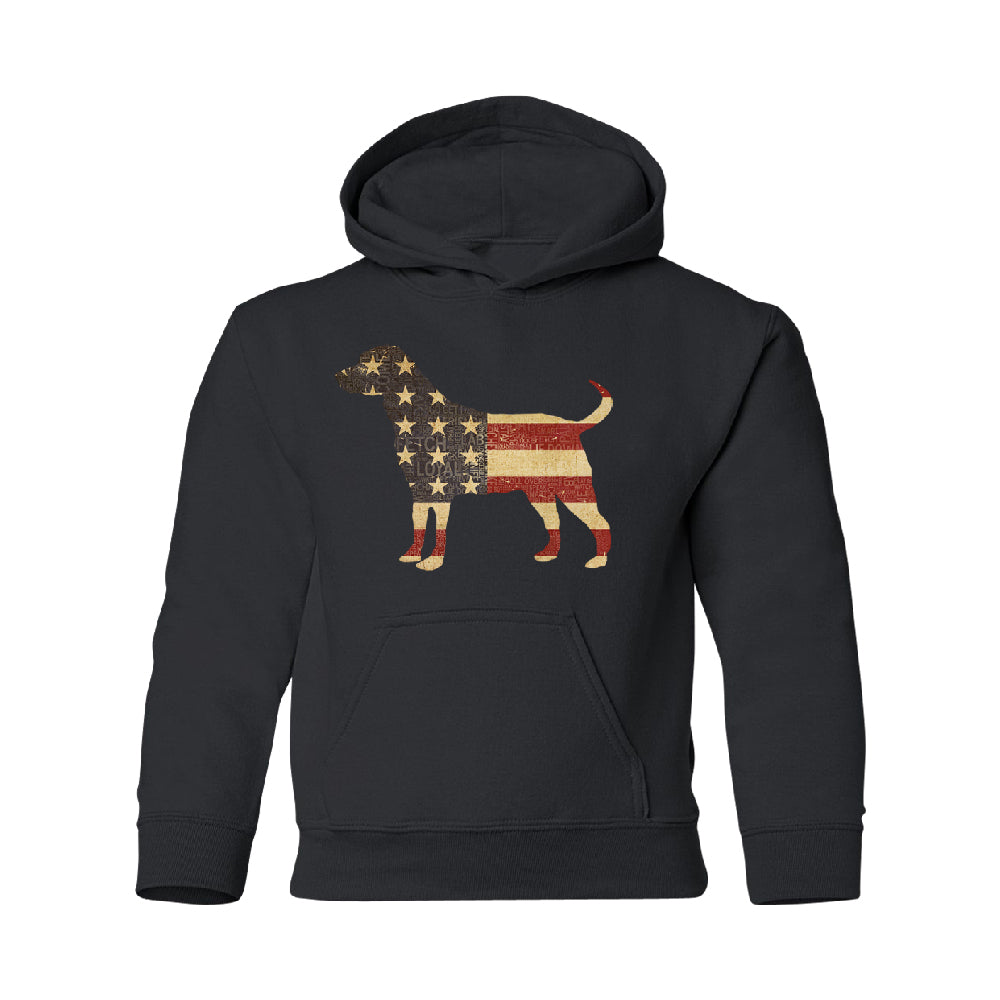 Patriotic American Flag Dog Silhouette YOUTH Hoodie 4th of July SweatShirt 
