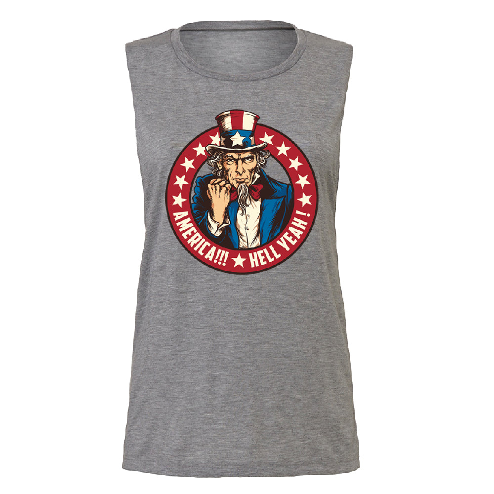 Patriotic America Hell Yeah Women's Muscle Tank America 4th of July USA Tee 