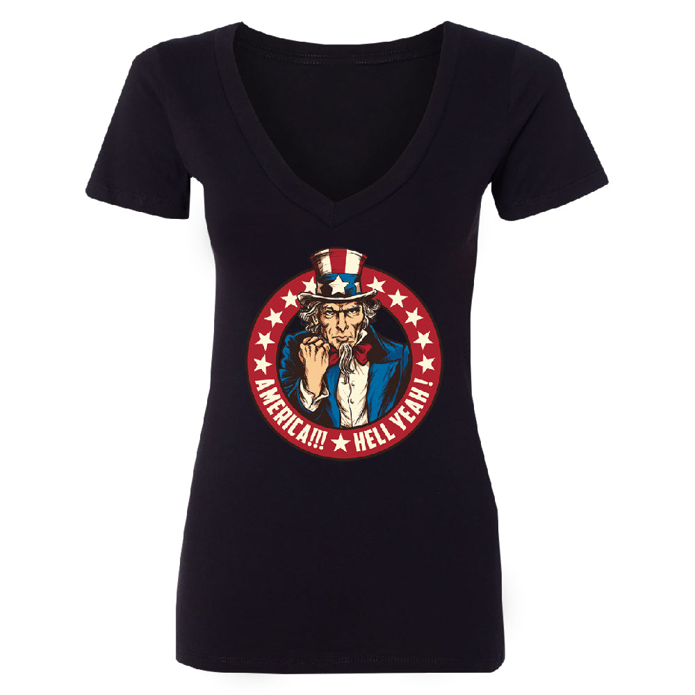 Patriotic America Hell Yeah Women's Deep V-neck America 4th of July USA Tee 