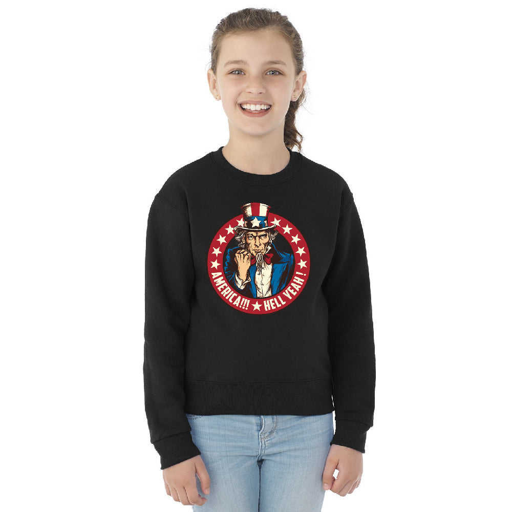 Patriotic America Hell Yeah Youth Crewneck America 4th of July USA SweatShirt 