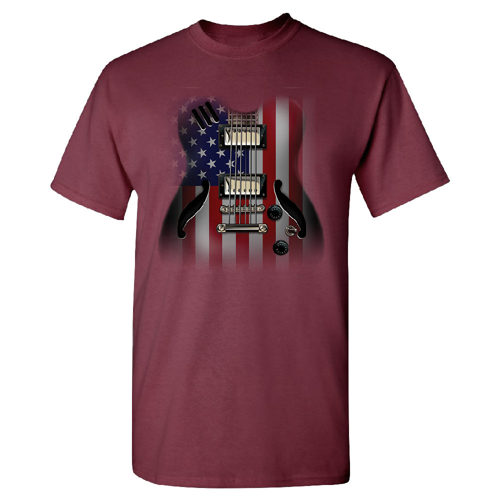 Patriotic American Flag Guitar Men's T-Shirt 