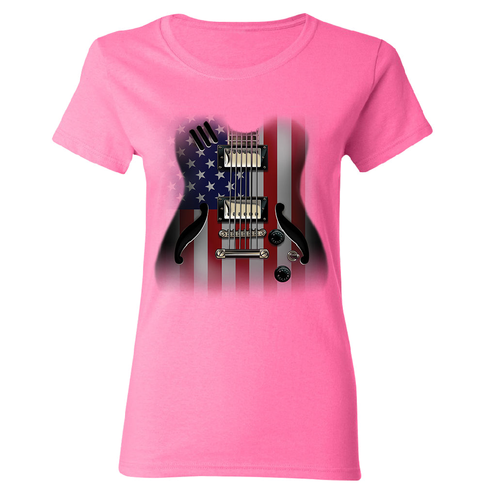 Patriotic American Flag Guitar Women's T-Shirt 