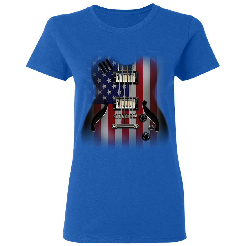 Patriotic American Flag Guitar Women's T-Shirt 