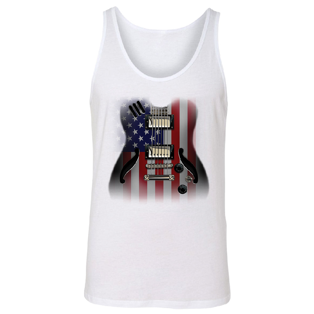 Patriotic American Flag Guitar Men's Tank Top 4th of July USA Shirt 