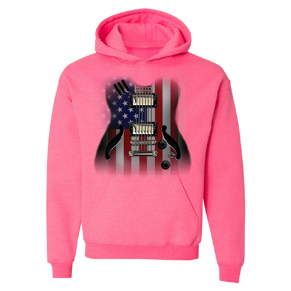 Patriotic American Flag Guitar Unisex Hoodie 4th of July USA Sweater 