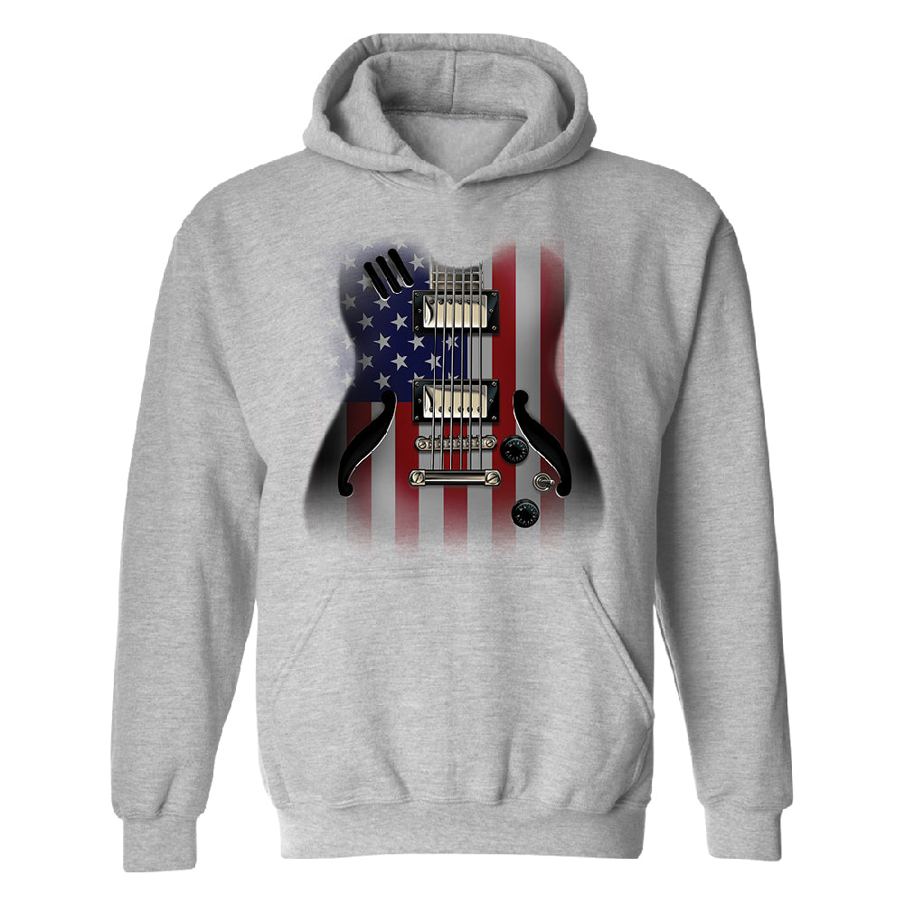 Patriotic American Flag Guitar Unisex Hoodie 4th of July USA Sweater 