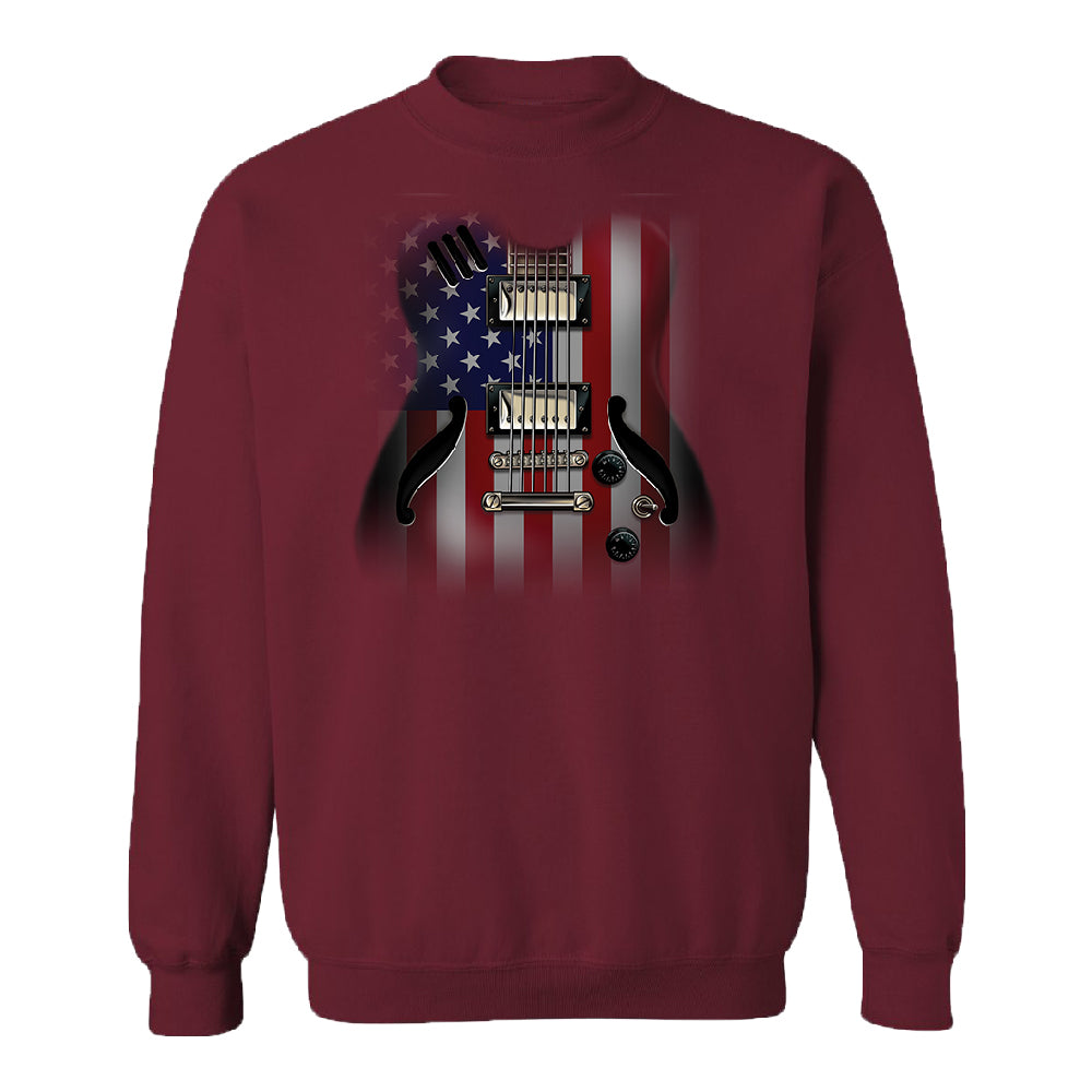 Patriotic American Flag Guitar Unisex Crewneck 4th of July USA Sweater 