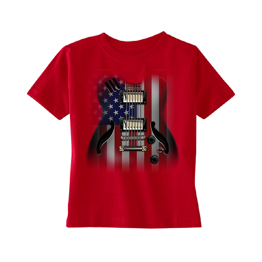 Patriotic American Flag Guitar TODDLER T-Shirt 