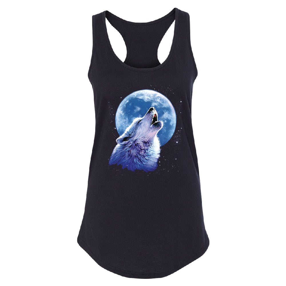 Call of the Wild Howling the Full Moon Women's Racerback Alpha Wolf Shirt 