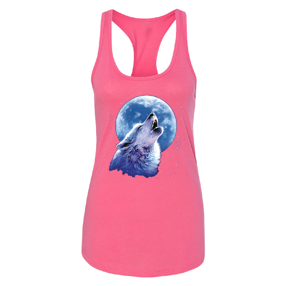 Call of the Wild Howling the Full Moon Women's Racerback Alpha Wolf Shirt 