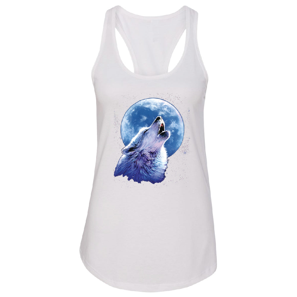 Call of the Wild Howling the Full Moon Women's Racerback Alpha Wolf Shirt 