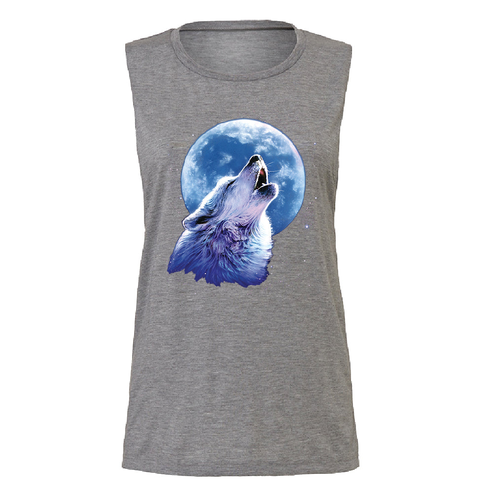 Call of the Wild Howling the Full Moon Women's Muscle Tank Alpha Wolf Tee 