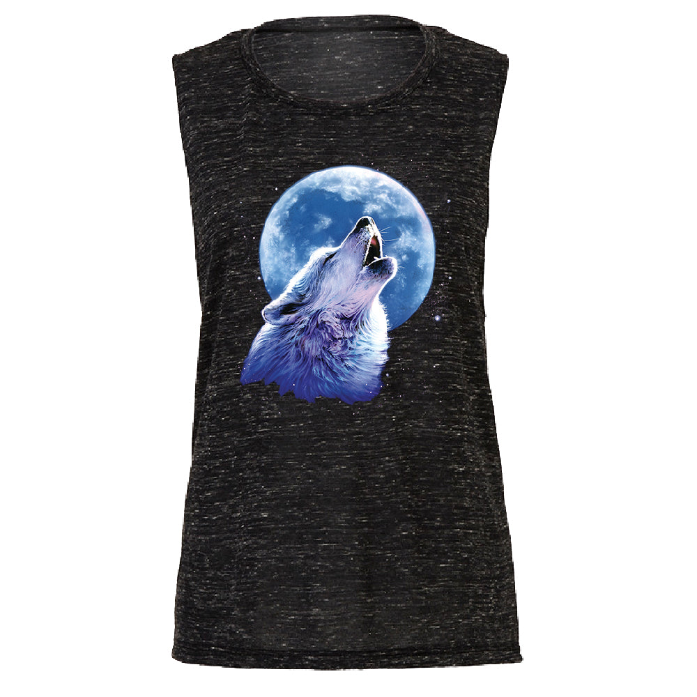 Call of the Wild Howling the Full Moon Women's Muscle Tank Alpha Wolf Tee 