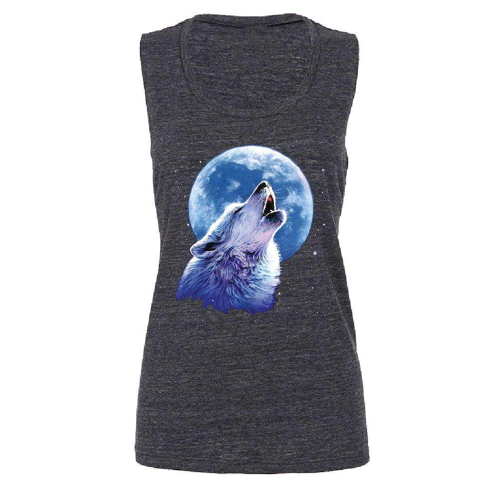 Call of the Wild Howling the Full Moon Women's Muscle Tank Alpha Wolf Tee 