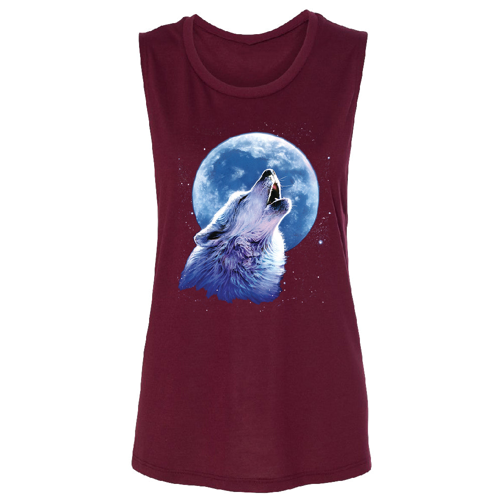 Call of the Wild Howling the Full Moon Women's Muscle Tank Alpha Wolf Tee 