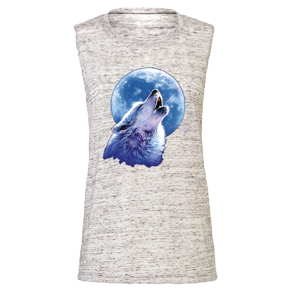Call of the Wild Howling the Full Moon Women's Muscle Tank Alpha Wolf Tee 