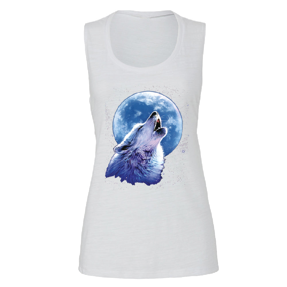 Call of the Wild Howling the Full Moon Women's Muscle Tank Alpha Wolf Tee 